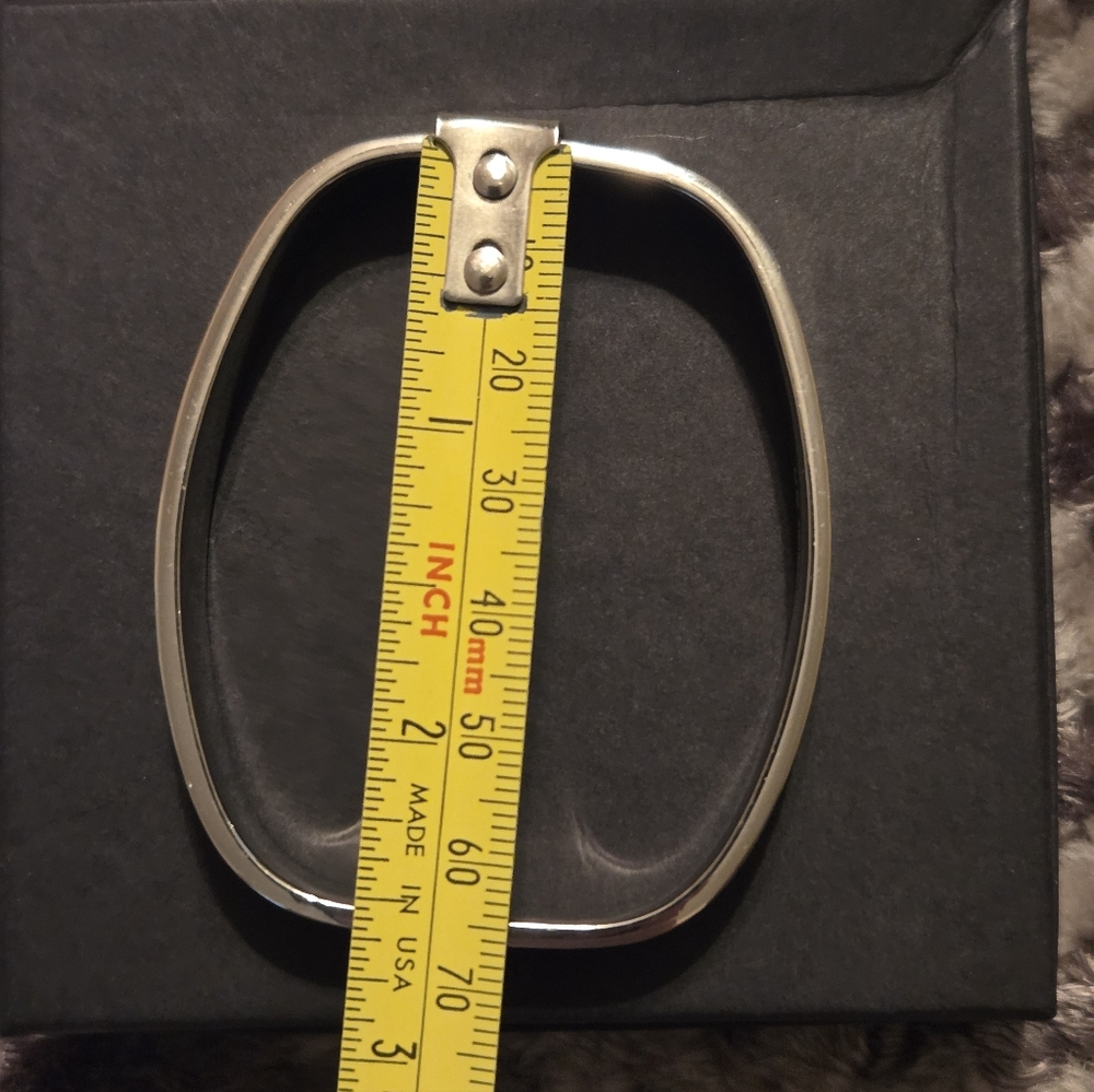 Stainless Steel Rectangular Hinged Bangle Bracelet - image 6